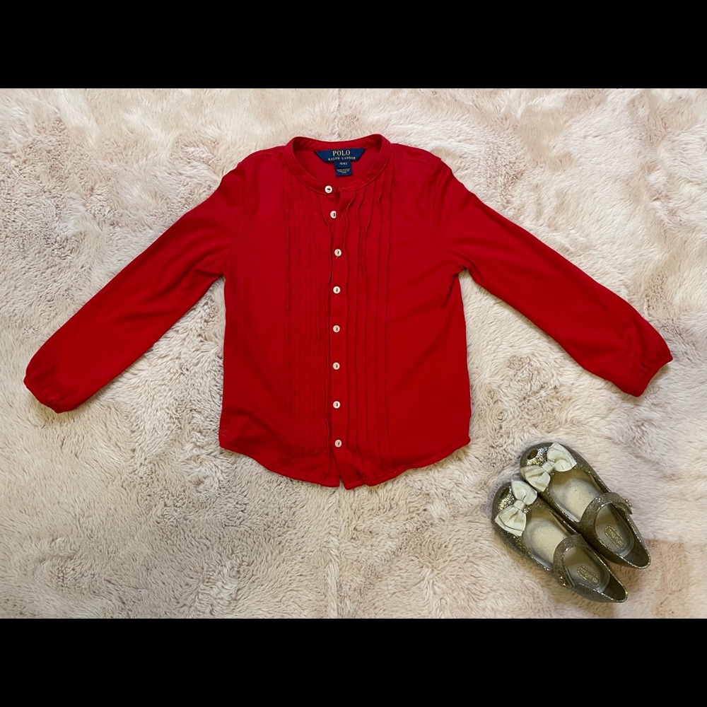 Ralph Lauren 4T EUC red long sleeve soft blouse